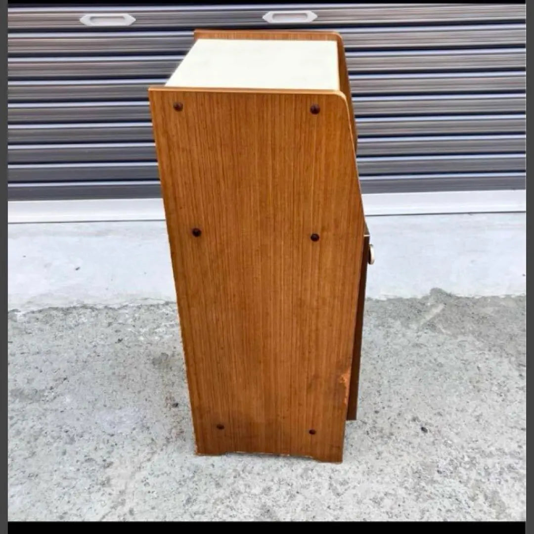 Mueble de madera retro Showa con tapizado de cuero, soporte para teléfono, soporte para flores, muebles antiguos antiguos