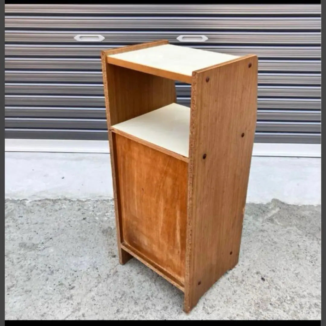 Mueble de madera retro Showa con tapizado de cuero, soporte para teléfono, soporte para flores, muebles antiguos antiguos