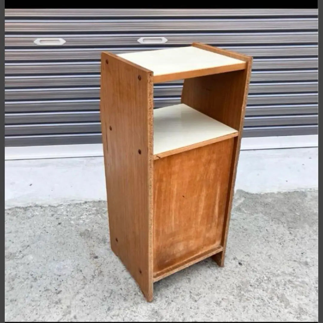 Mueble de madera retro Showa con tapizado de cuero, soporte para teléfono, soporte para flores, muebles antiguos antiguos