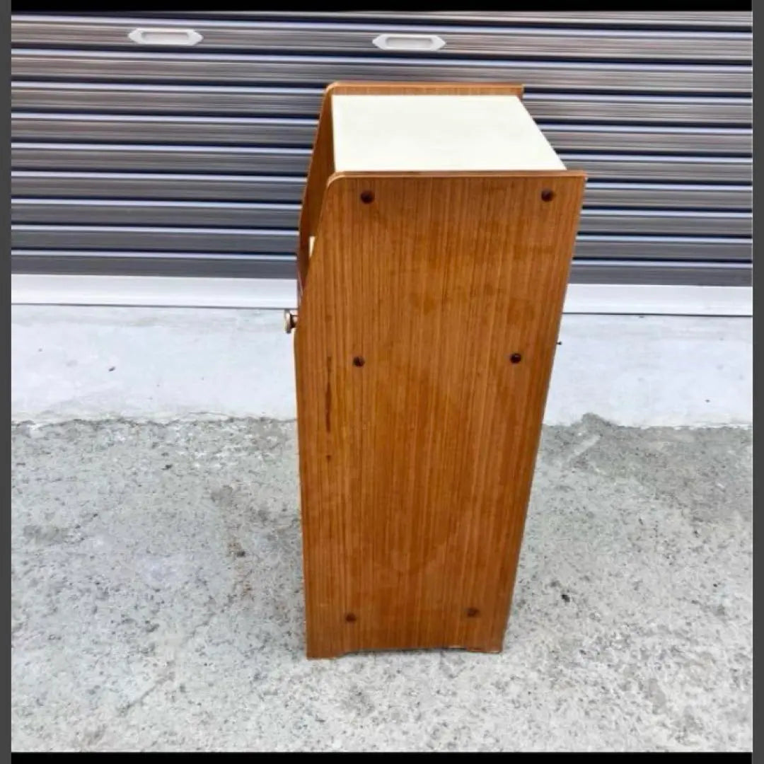 Mueble de madera retro Showa con tapizado de cuero, soporte para teléfono, soporte para flores, muebles antiguos antiguos