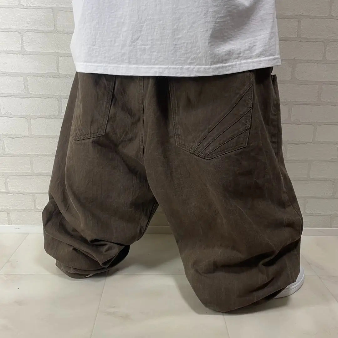 Not standard! Academics Ultra-thick Oversized Brown Denim Baggy Pants Brown