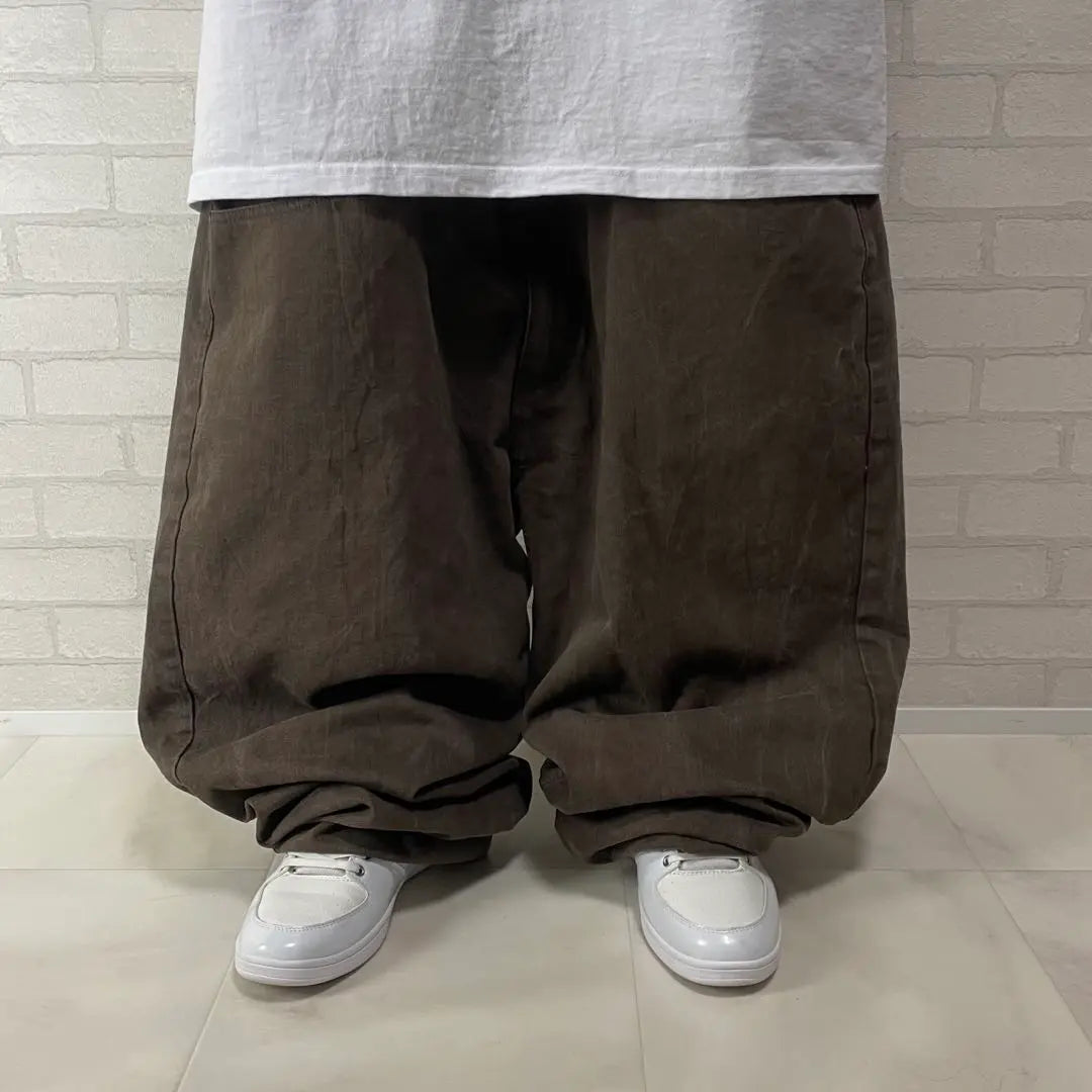 Not standard! Academics Ultra-thick Oversized Brown Denim Baggy Pants Brown