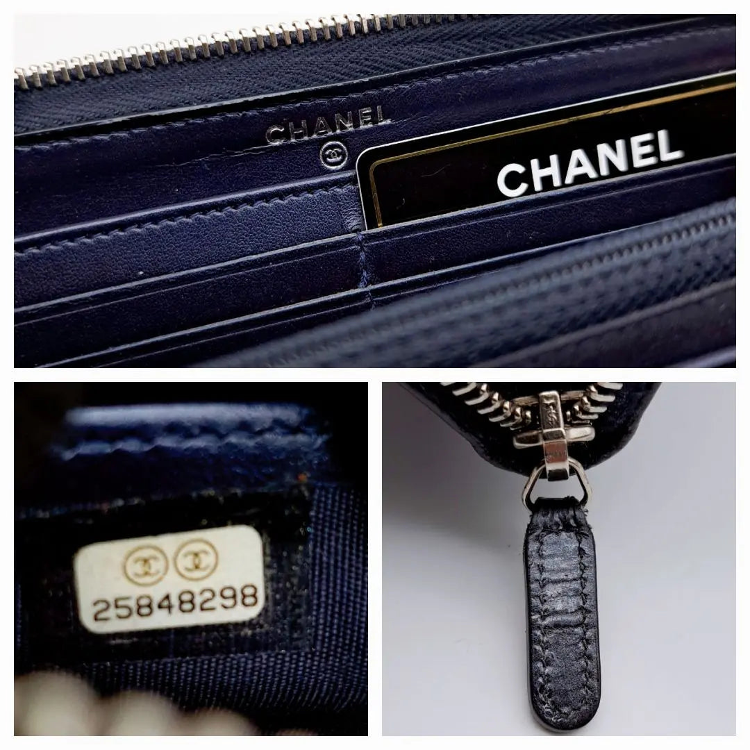 Cartera Matelasse Zippy de Chanel casi sin usar Cartera larga azul CHANEL