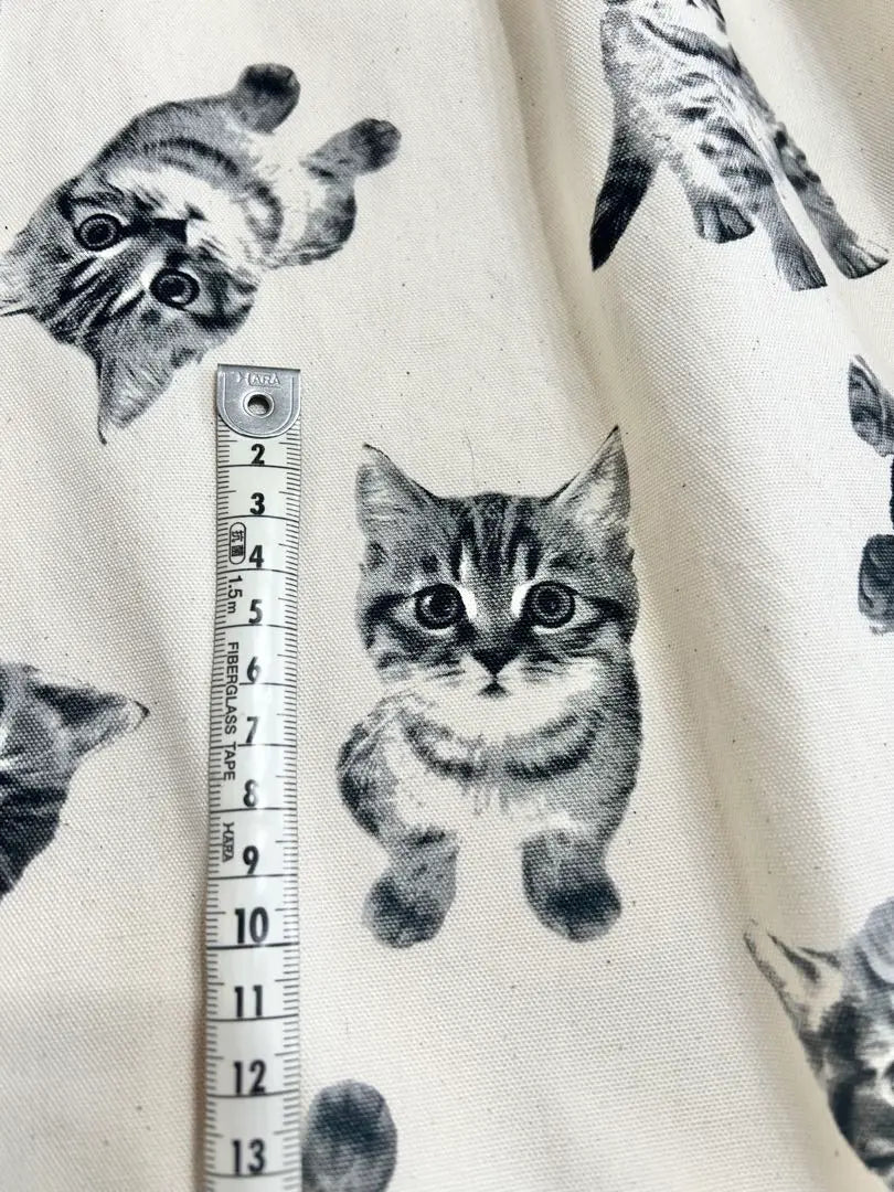 Cat pattern natural x grey tucked maxi length long skirt L cat cat