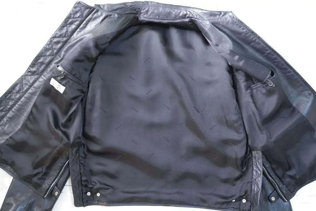 HERMÈS Hermes Leather Blouson 52 Calf Rider's Jacket Black