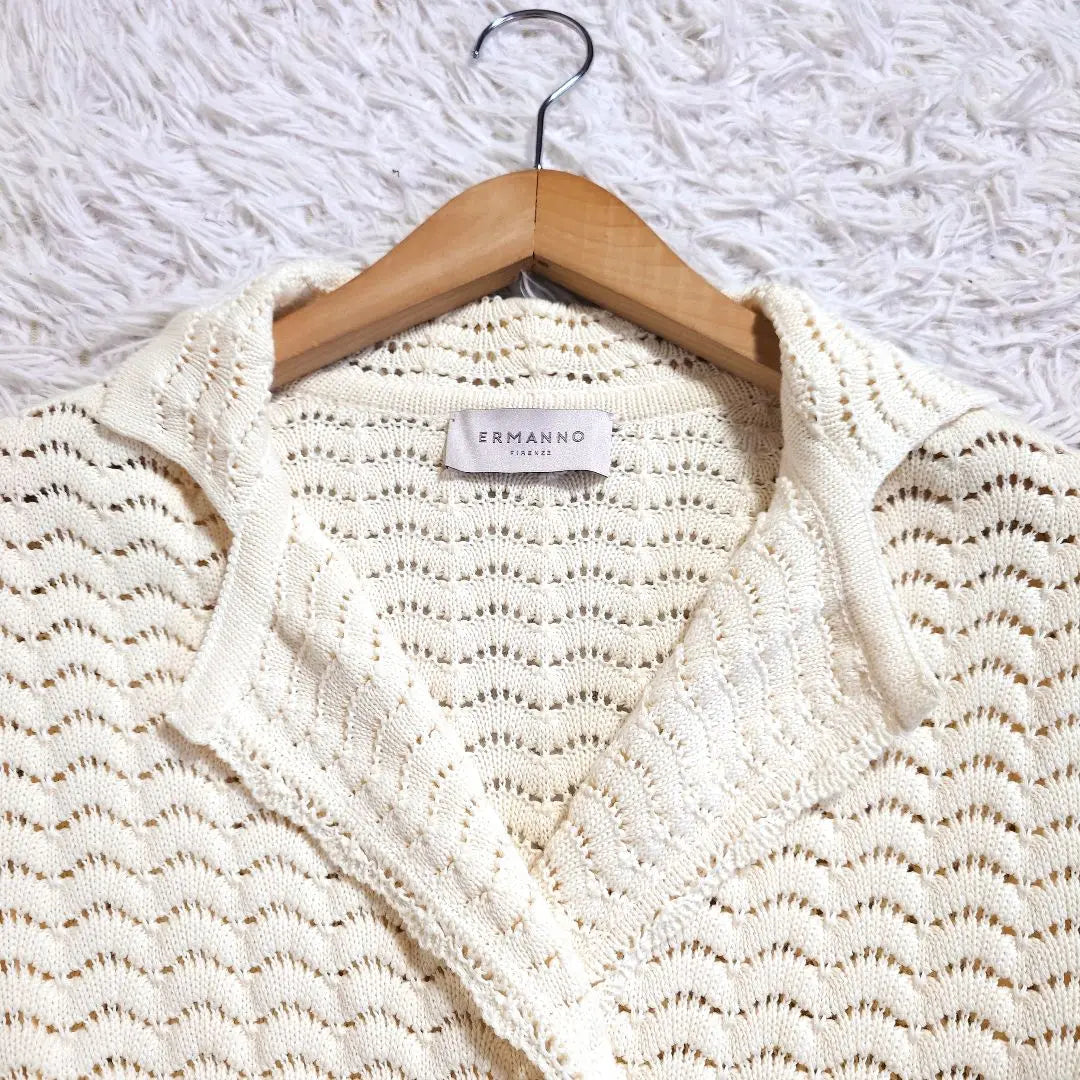 Elmanno Filence Knit Jacket Double A -line braid ivory