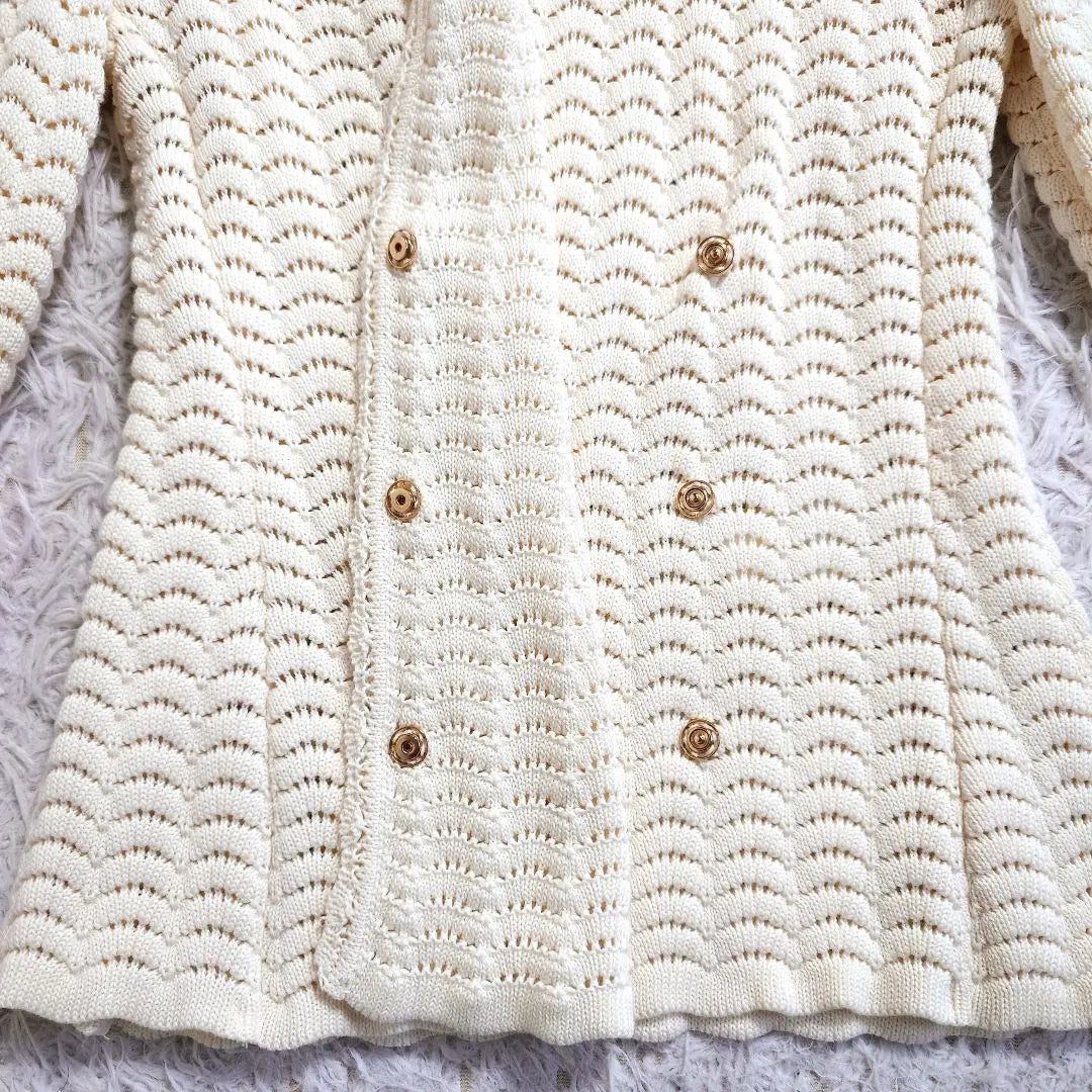 Elmanno Filence Knit Jacket Double A -line braid ivory