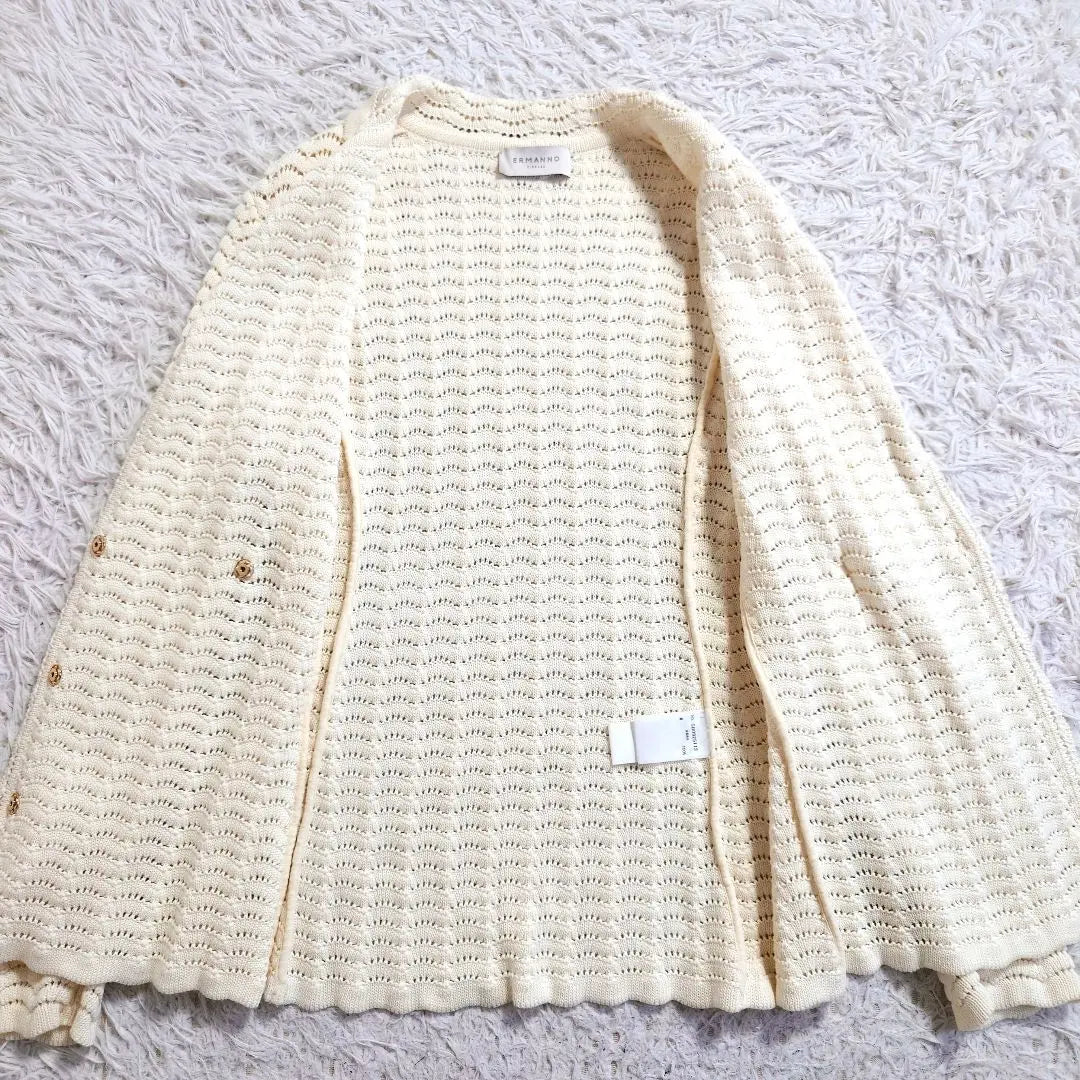 Elmanno Filence Knit Jacket Double A -line braid ivory