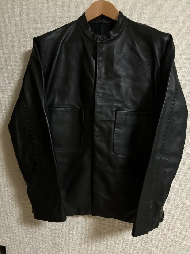 [New] ESTNATION Stand Collar Leather Jacket M Sheep Black