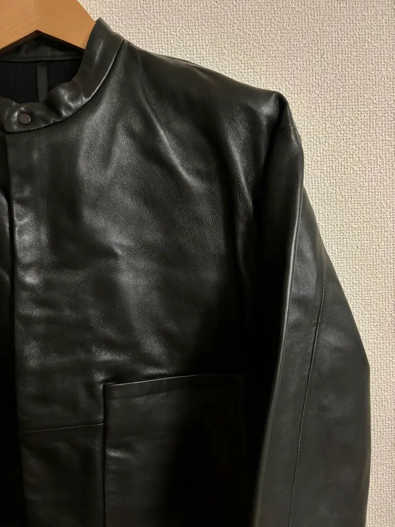 [New] ESTNATION Stand Collar Leather Jacket M Sheep Black