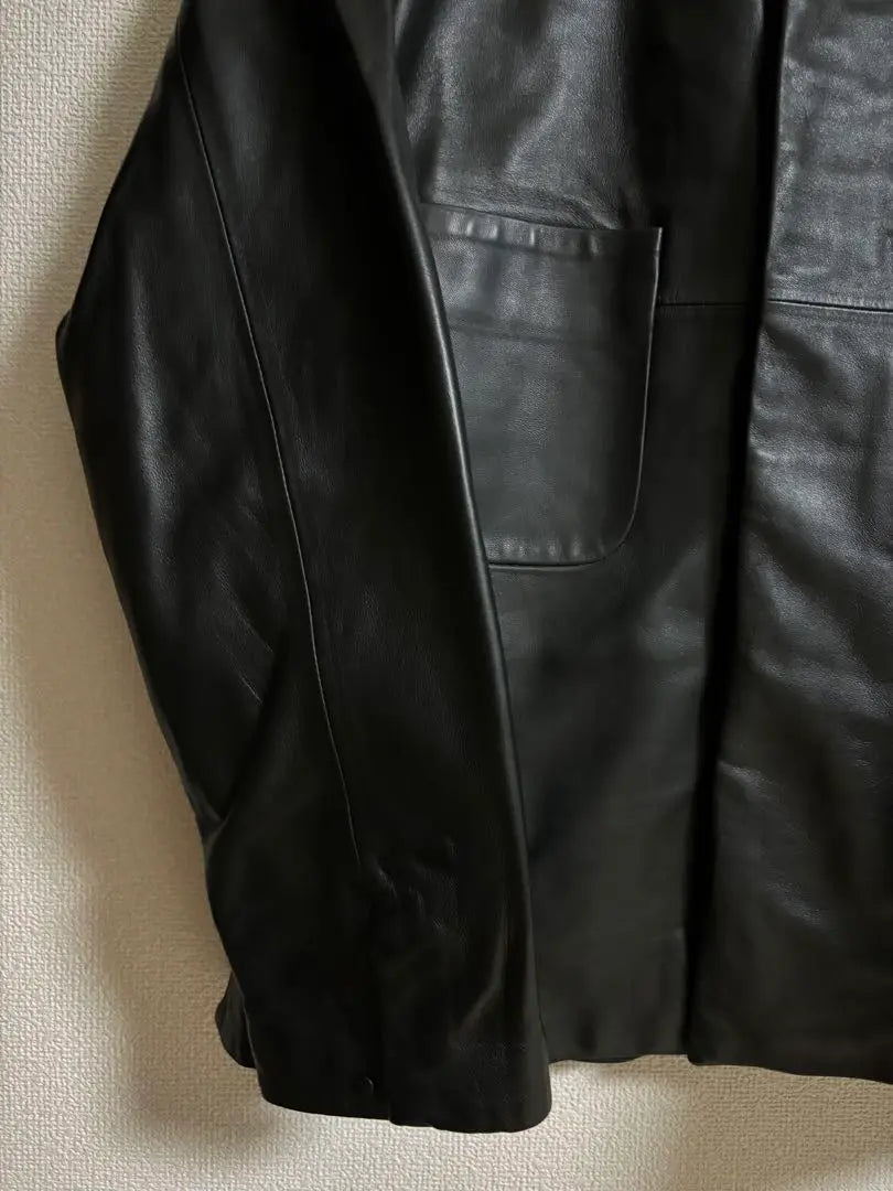 [New] ESTNATION Stand Collar Leather Jacket M Sheep Black