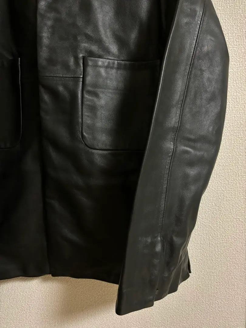 [New] ESTNATION Stand Collar Leather Jacket M Sheep Black