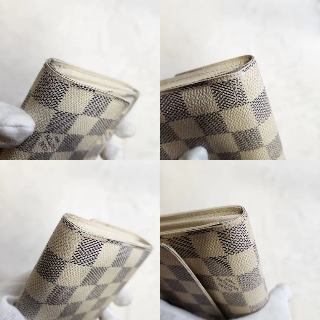 Louis Vuitton Long Wallet Damier Azur Portefeuille Sarah White