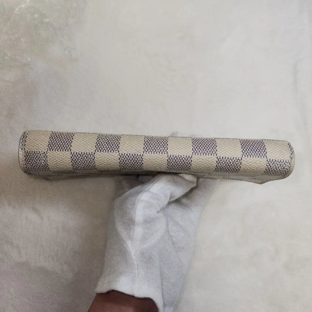 Louis Vuitton Long Wallet Damier Azur Portefeuille Sarah White