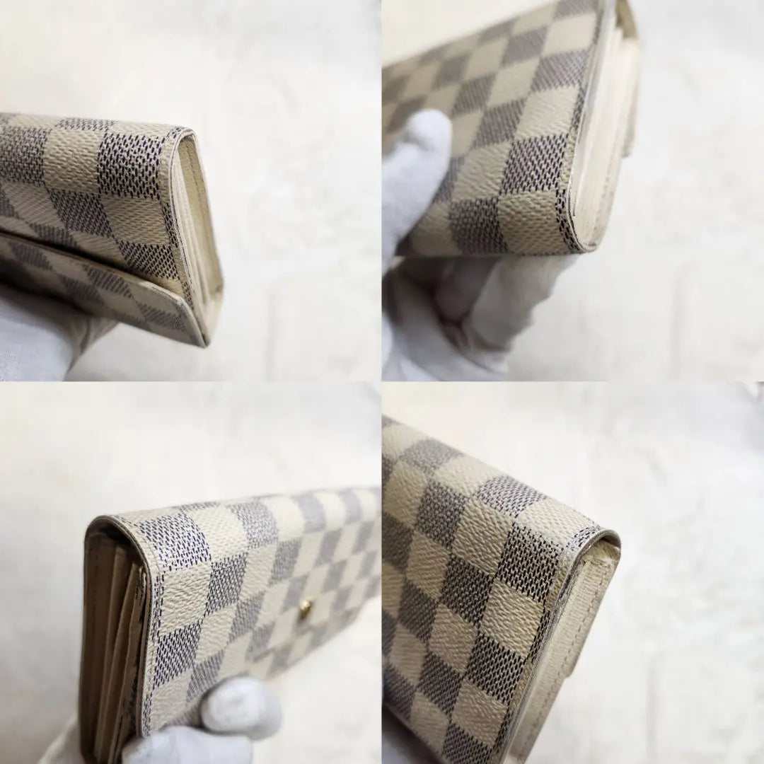 Louis Vuitton Long Wallet Damier Azur Portefeuille Sarah White