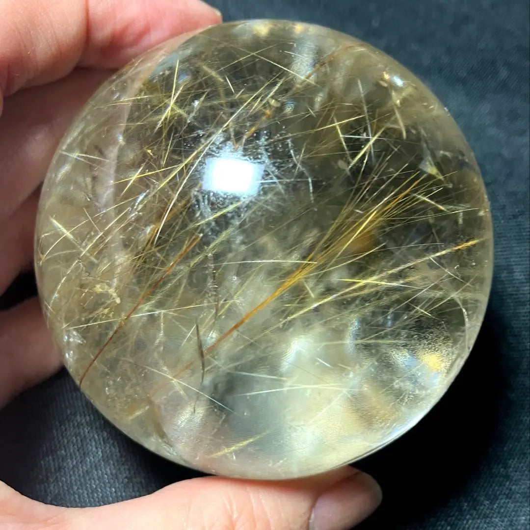 Super large ball 65mm gold rutilated quartz gold needle crystal power stone