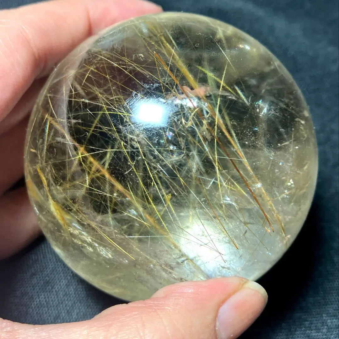 Super large ball 65mm gold rutilated quartz gold needle crystal power stone