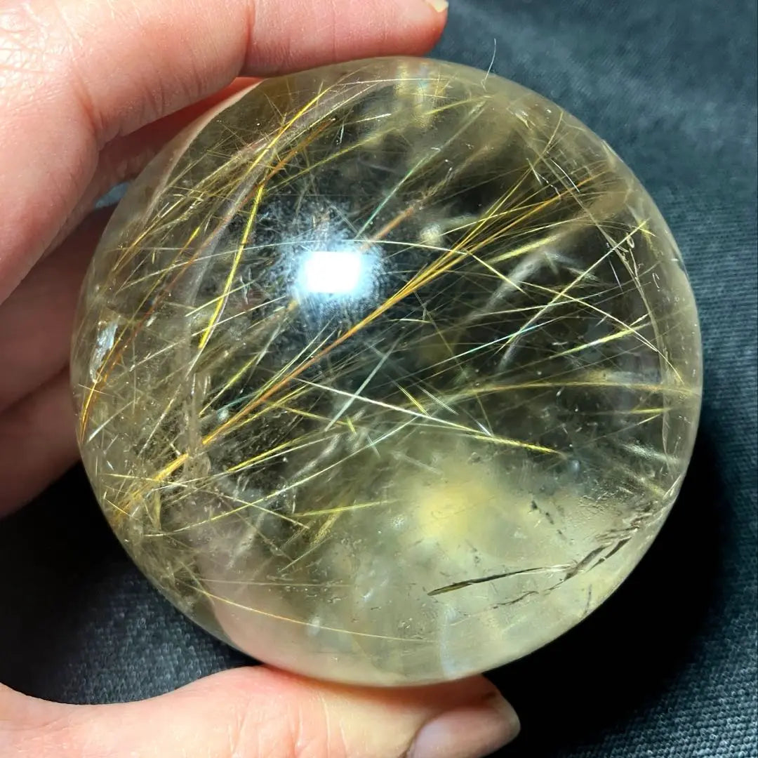 Super large ball 65mm gold rutilated quartz gold needle crystal power stone