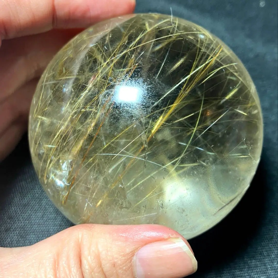 Super large ball 65mm gold rutilated quartz gold needle crystal power stone