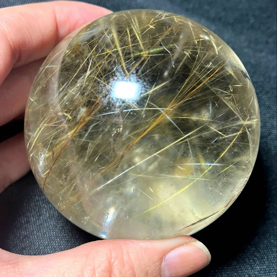 Super large ball 65mm gold rutilated quartz gold needle crystal power stone