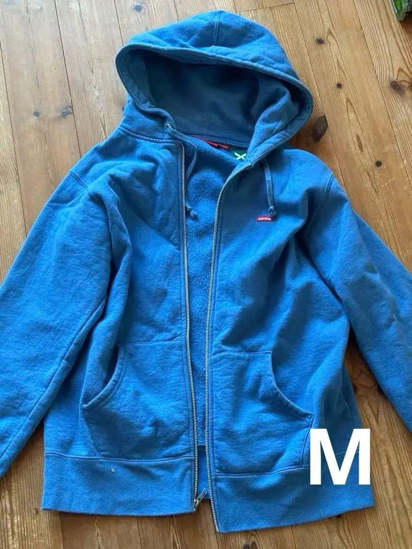 supreme zip-up hoodie blue small box logo