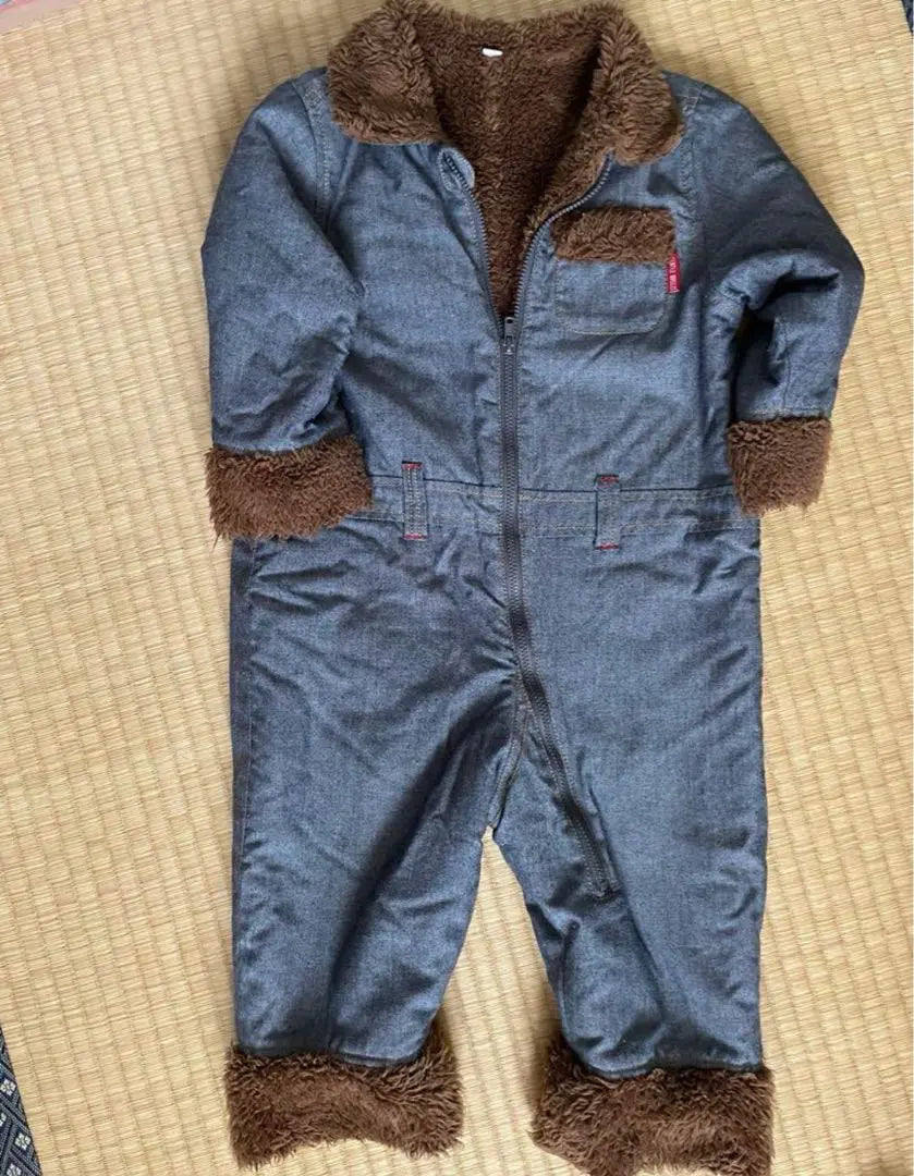 Denim fur jumpsuit 95cm