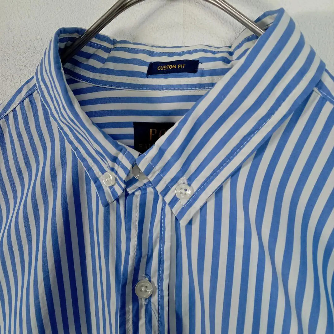 Ralph Lauren Long Sleeve Button Down Shirt Striped Chest Embroidered Logo Ralph