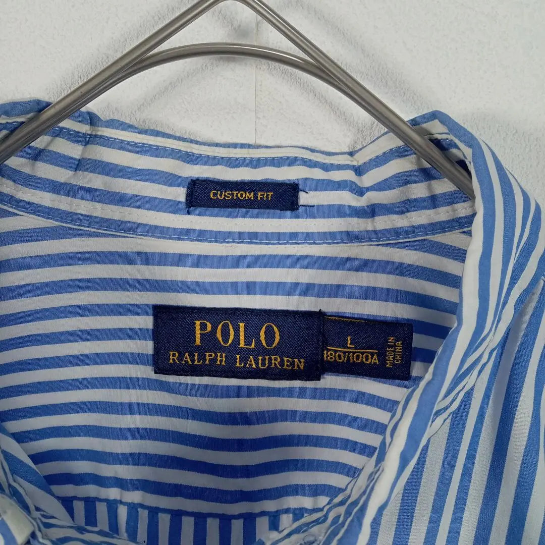 Ralph Lauren Long Sleeve Button Down Shirt Striped Chest Embroidered Logo Ralph