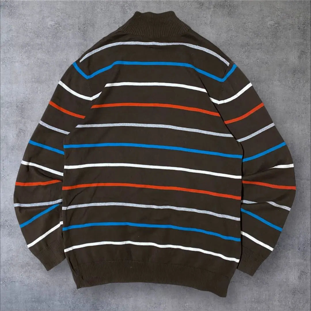 [OLD NAVY] US imported American vintage brown striped knit sweater men's L