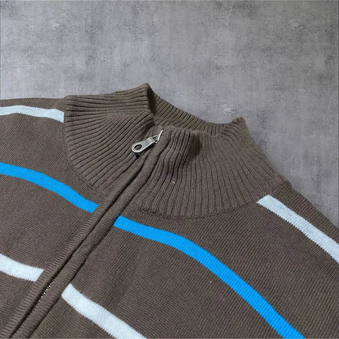 [OLD NAVY] US imported American vintage brown striped knit sweater men's L