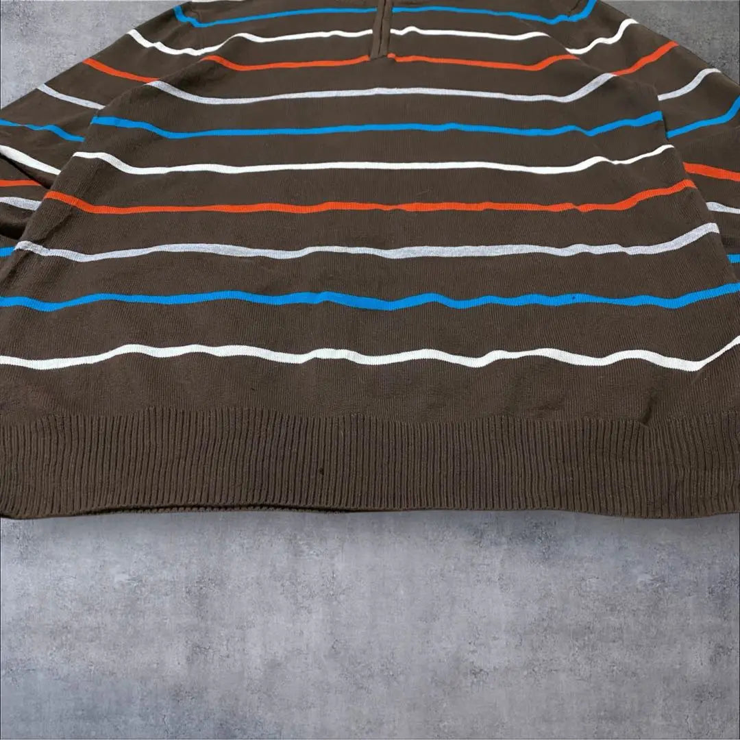 [OLD NAVY] US imported American vintage brown striped knit sweater men's L