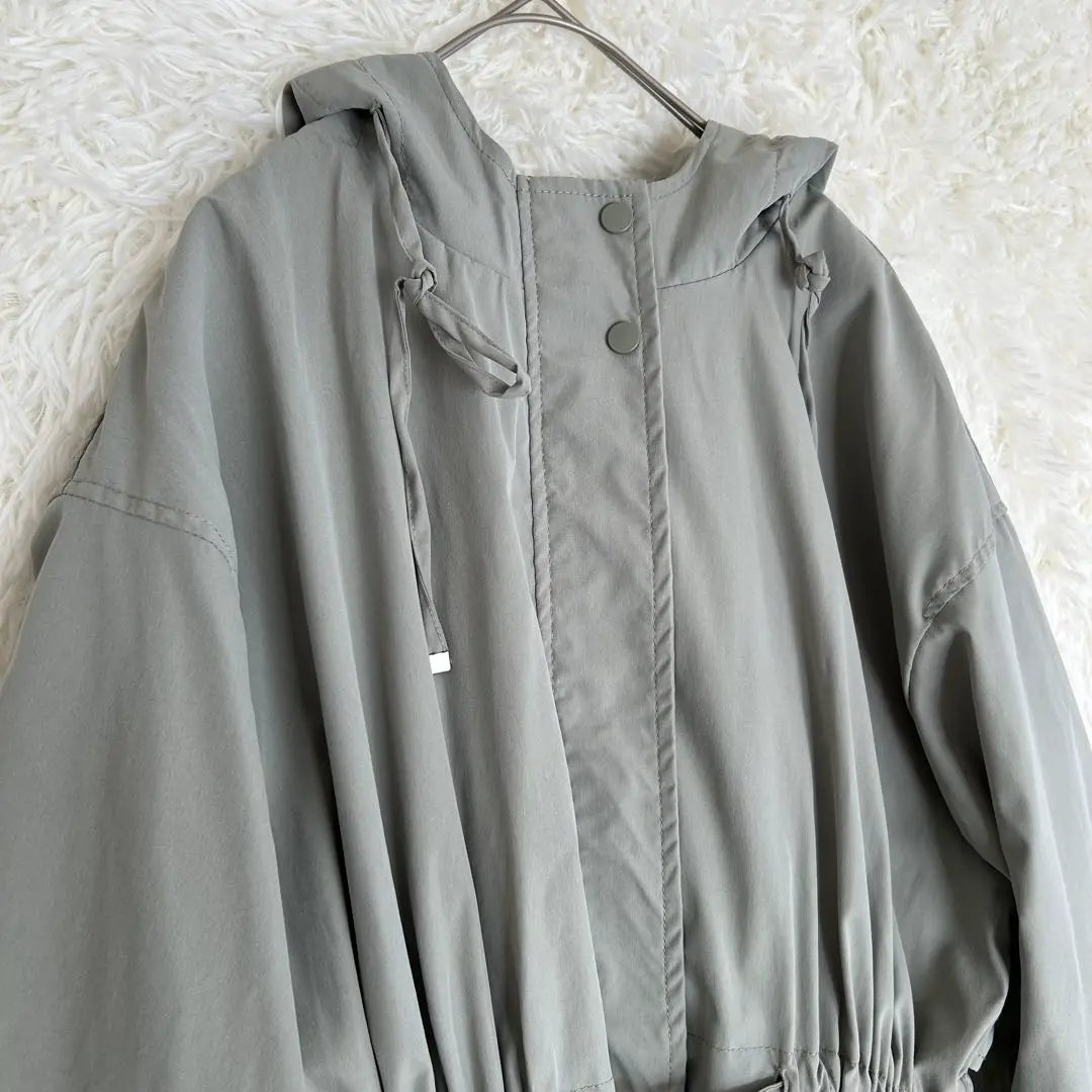 [Chocolafine Robe] Liner with hood Long coat khaki f | 【ショコラフィネローブ】フード付き ライナー ロング コート カーキ F