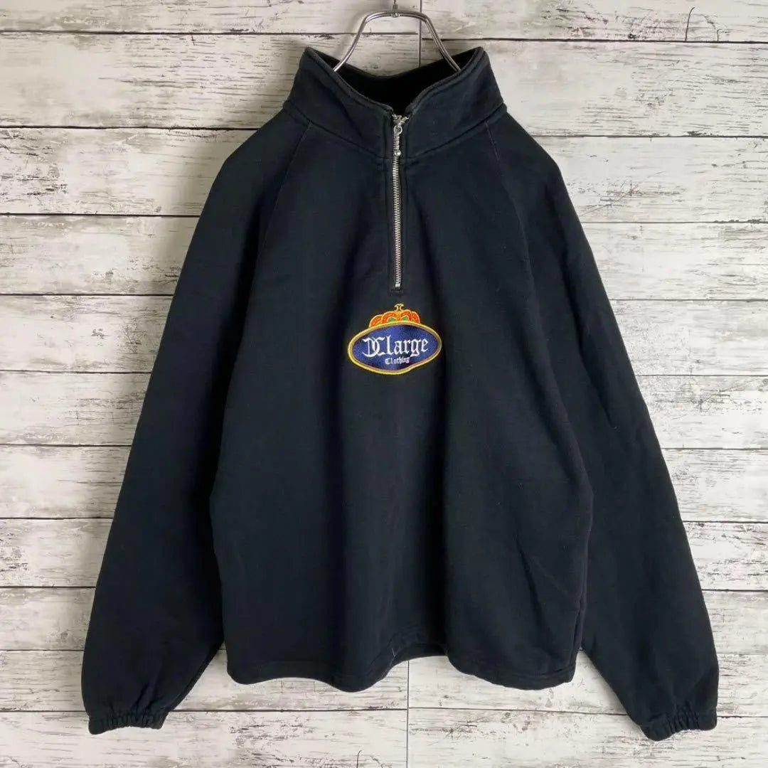 [Rare XL size] Extra Large ☆ Center logo embroidery half zip sweatshirt. | 【希少XLサイズ】エクストララージ☆センターロゴ刺繍 ハーフジップ スウェット.