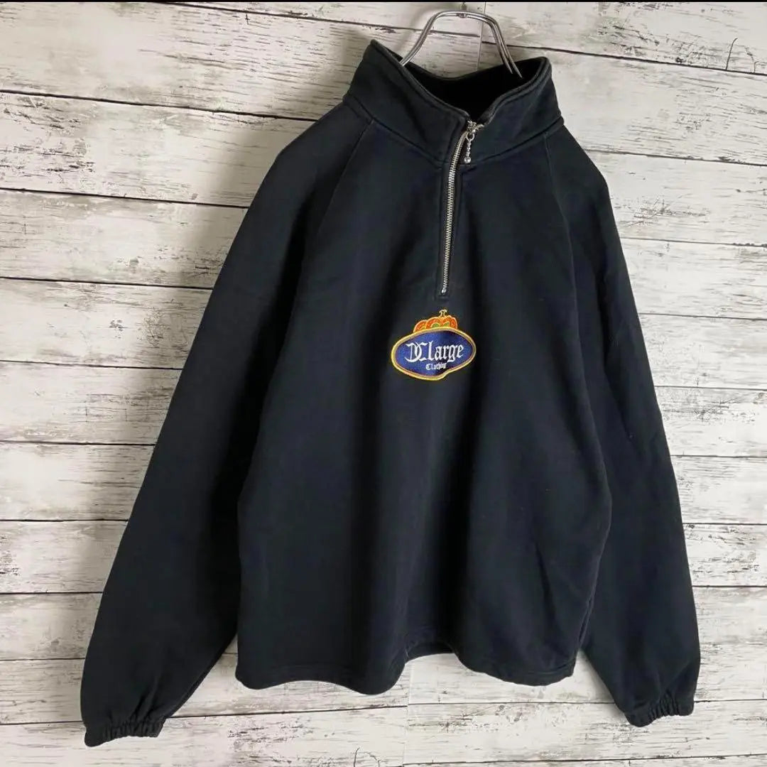 [Rare XL size] Extra Large ☆ Center logo embroidery half zip sweatshirt. | 【希少XLサイズ】エクストララージ☆センターロゴ刺繍 ハーフジップ スウェット.