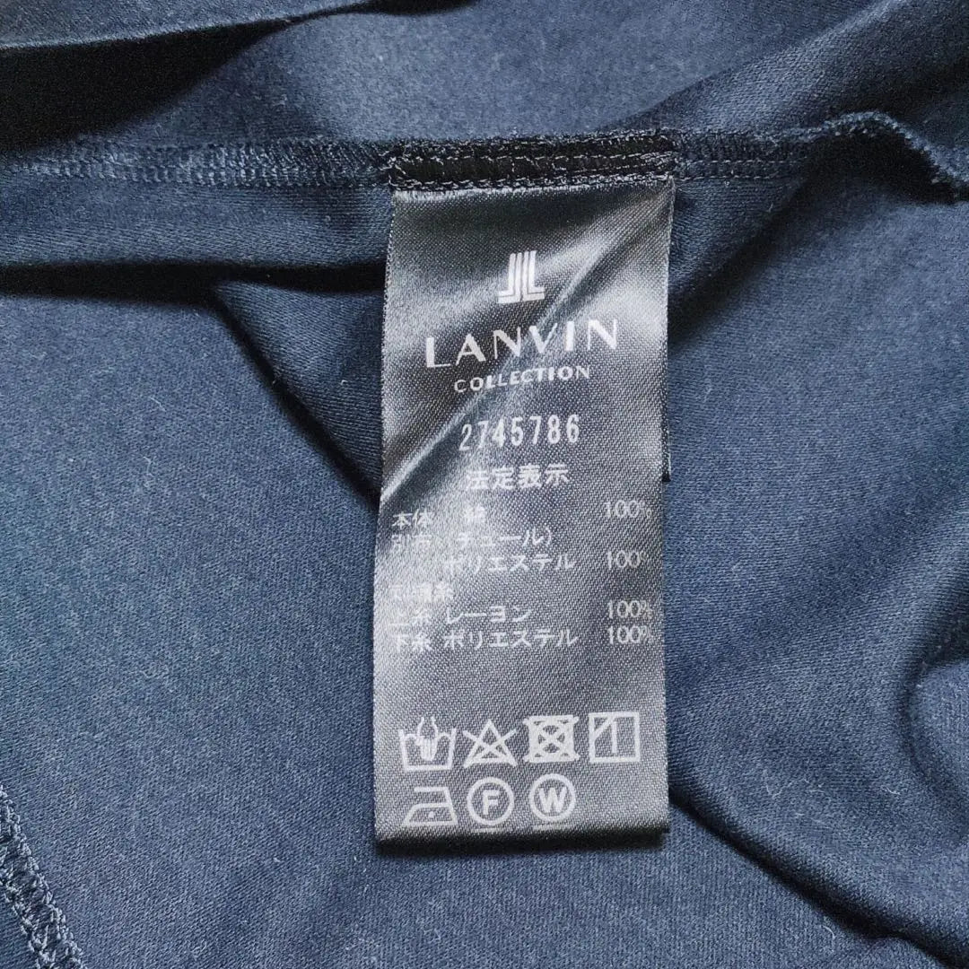 [Colección Lanvin] Manga corta cortada y cosida (L) ￼Hecha en Japón, lavable, transparente, bordada, azul marino