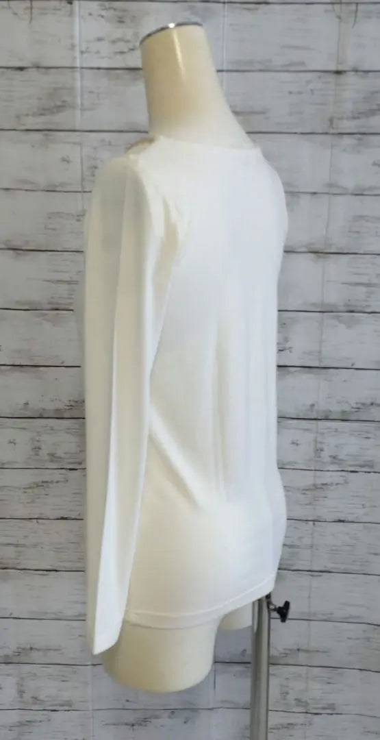 ♡VIS Collar Bead Decoration Long Sleeve Cut and Sew Cream