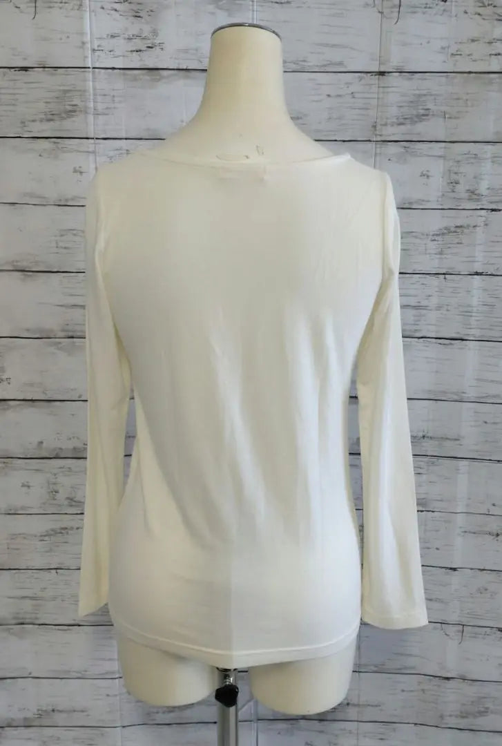 ♡VIS Collar Bead Decoration Long Sleeve Cut and Sew Cream