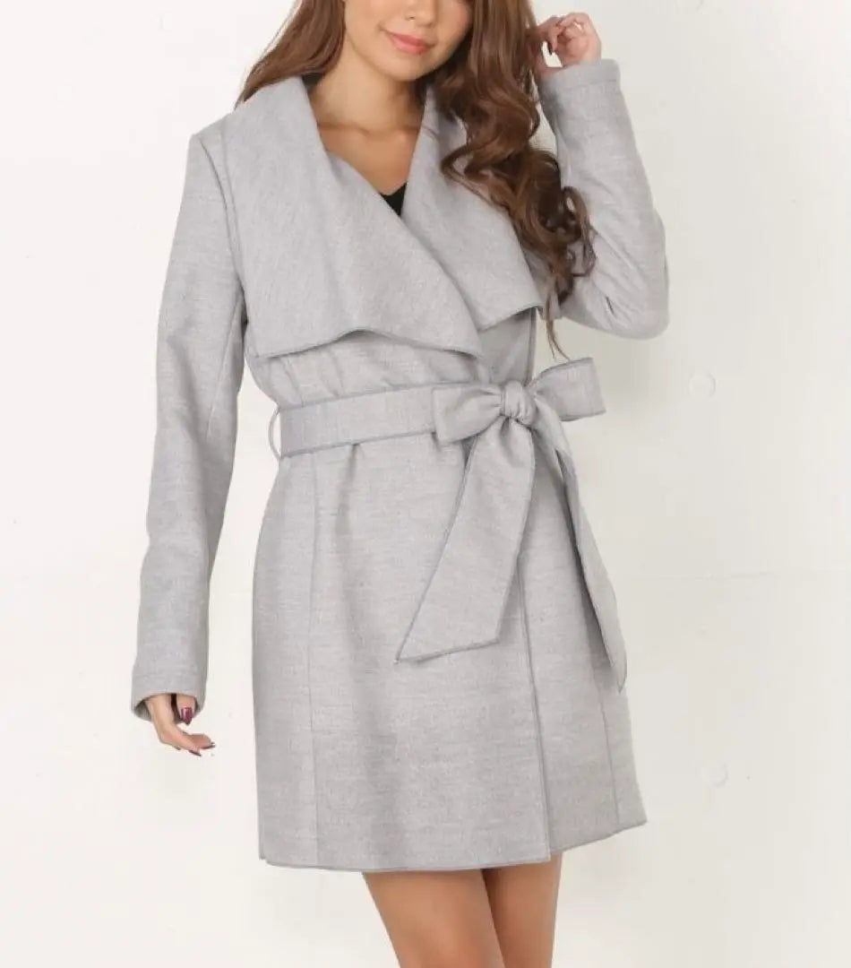 G9475*rienda A-line Ribbon Gown Coat Gray