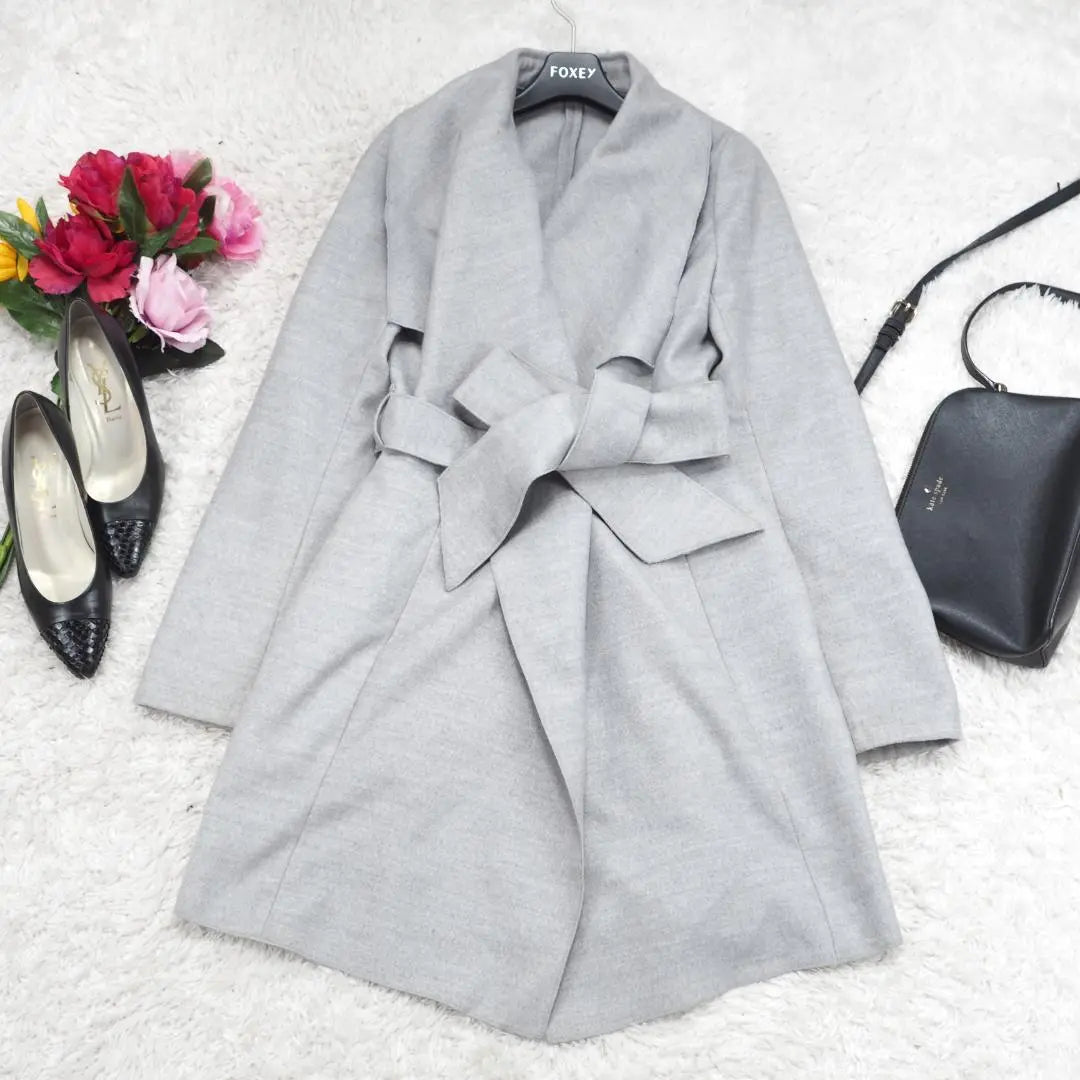 G9475*rienda A-line Ribbon Gown Coat Gray