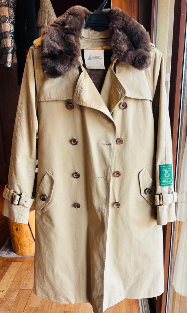 Danish beige trench coat with removable fur