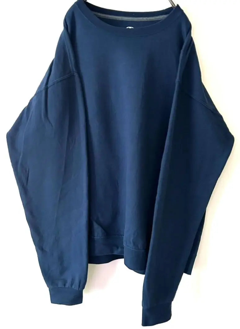 Athletic plain plain sweatshirt sweatshirt L navy navy blue old clothes