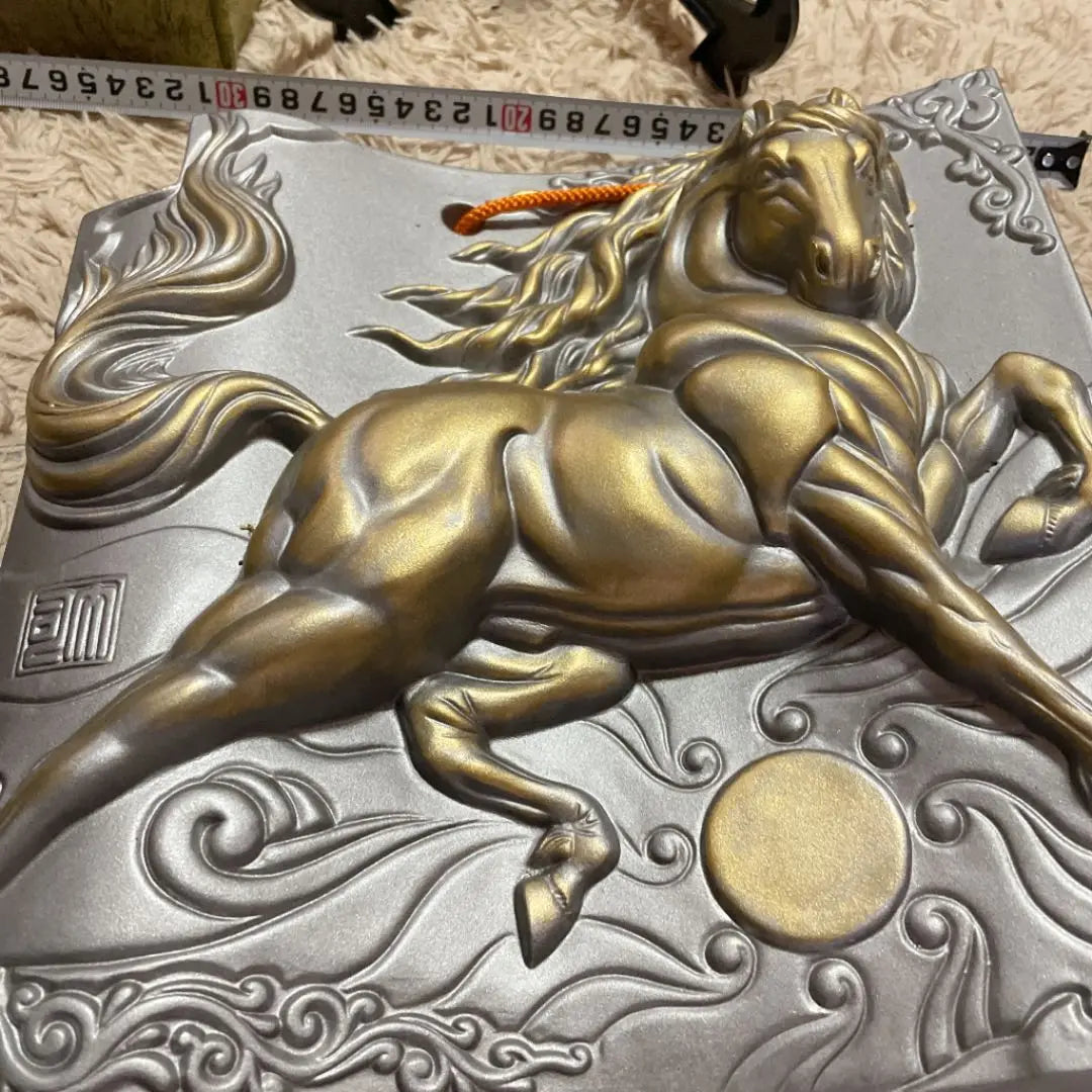 Adorno de caballo, caja con forma de azulejo y soporte incluidos, cerámica tradicional de arte popular japonés