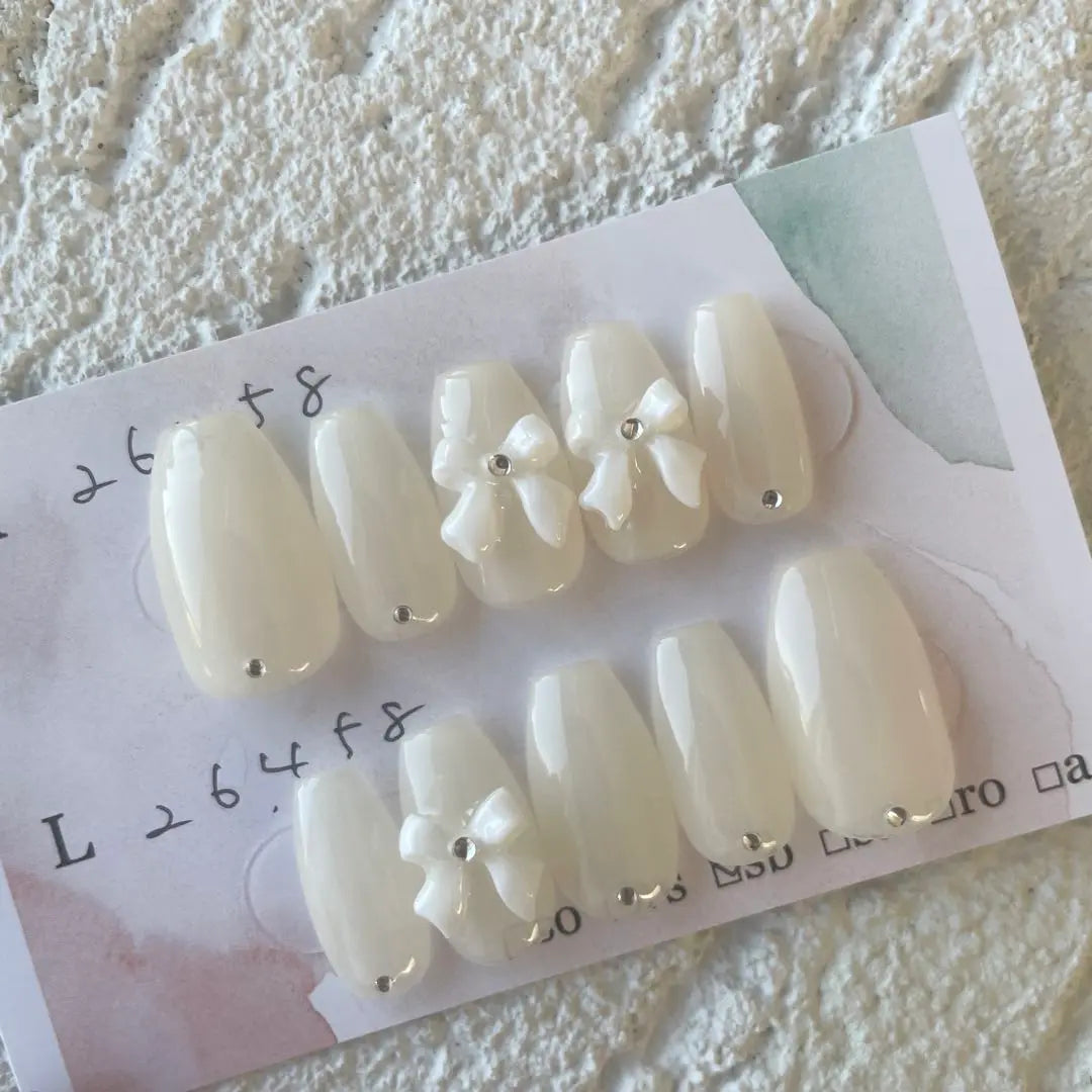 <Size order item> Ribbon nails, nail tips, light colored nails