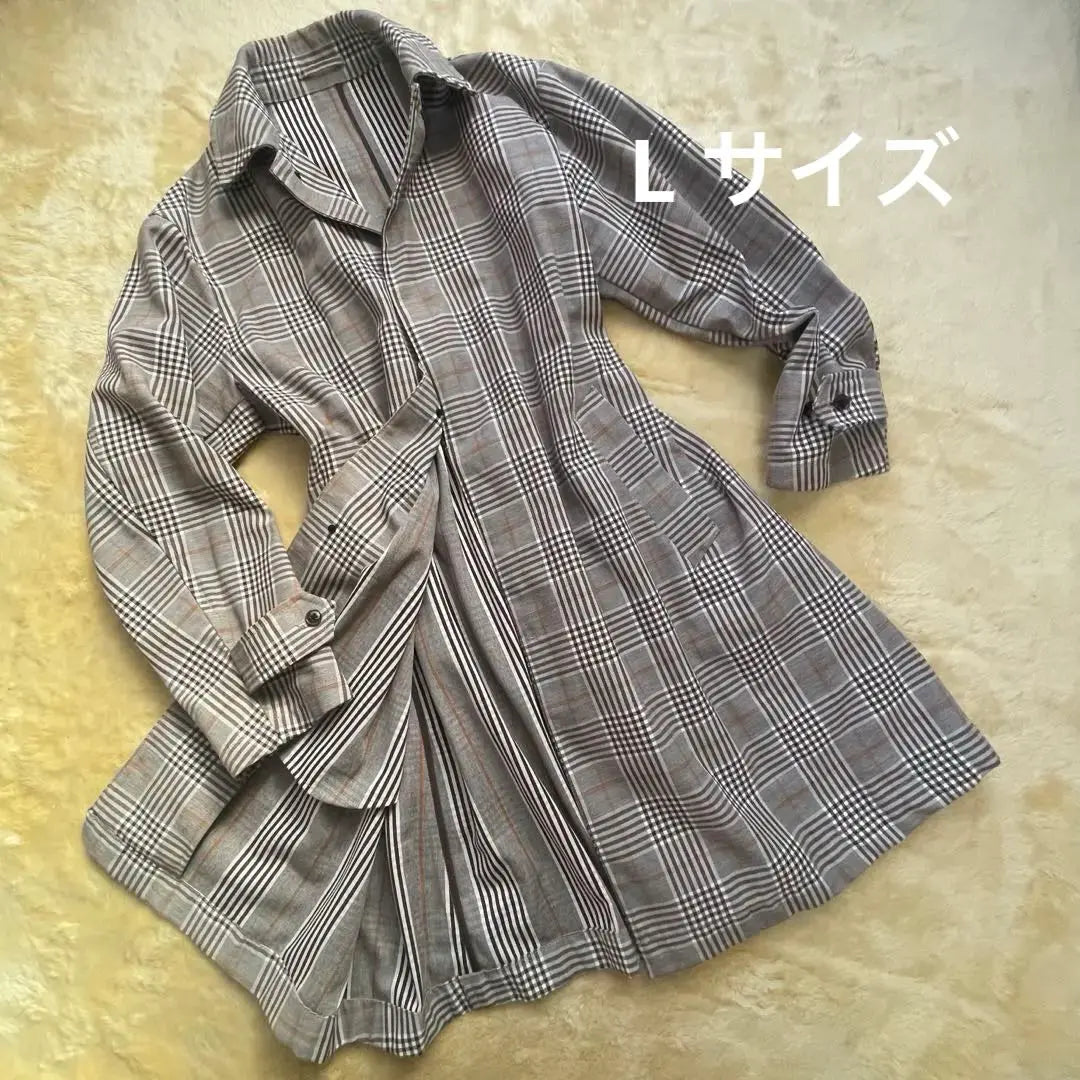 Spring coat] NIKO AND Spring coat Check long length equivalent to size L