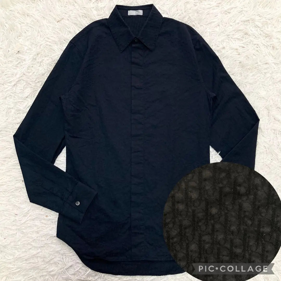 Christian Dior Long Sleeve Shirt Oblique Trotter Logo All-over Pattern Black