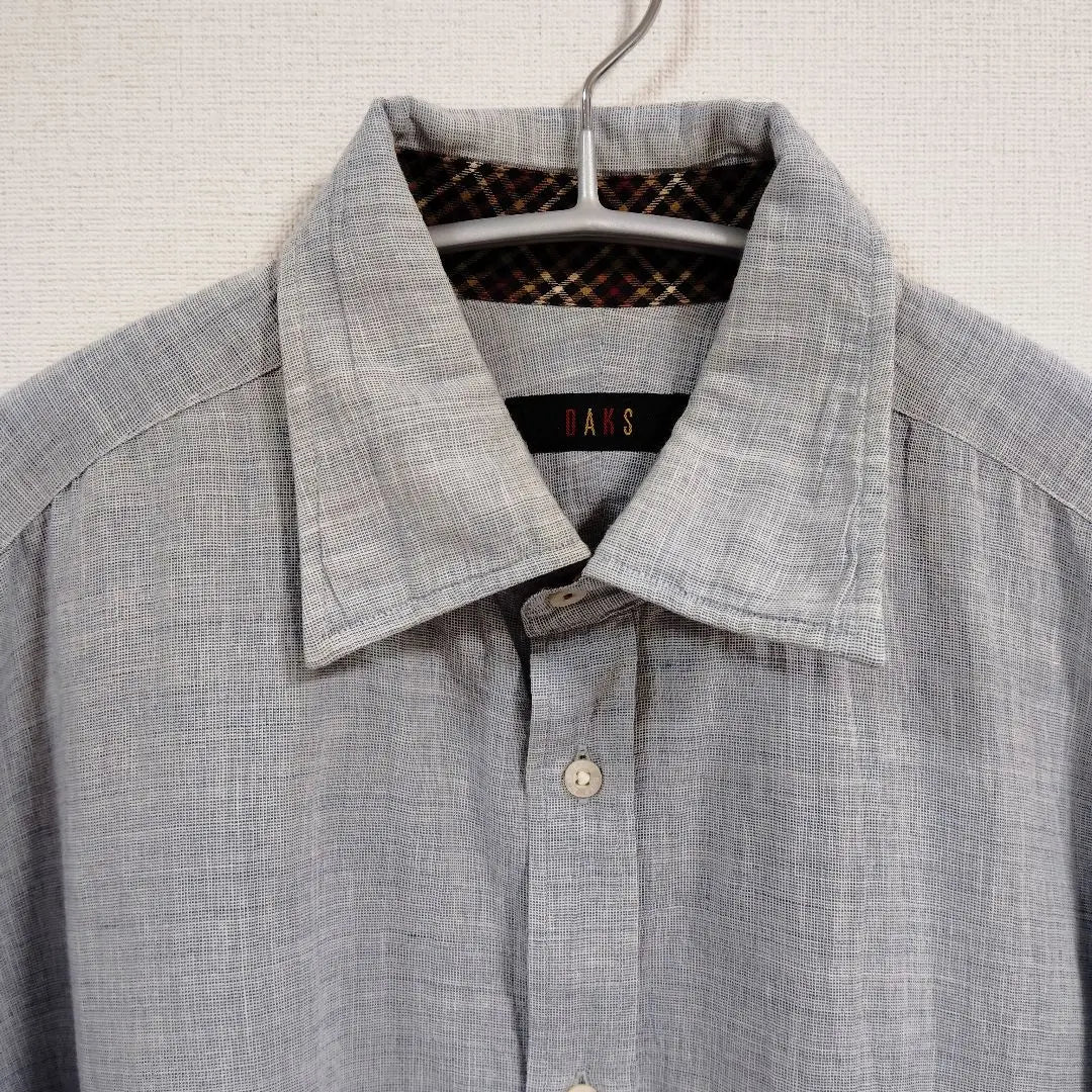 [Linen Blend] Dachshund plain regular collar long sleeve shirt L vintage clothing lover