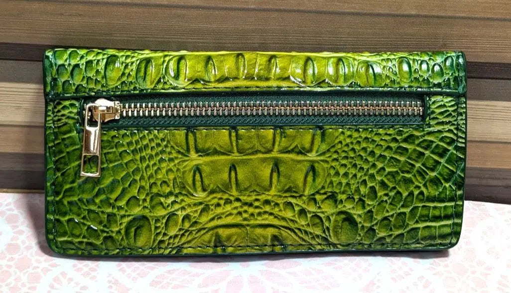 Emerald Green Crocodile Style Long Wallet 19 x 9cm★New, Unused, Vivid★