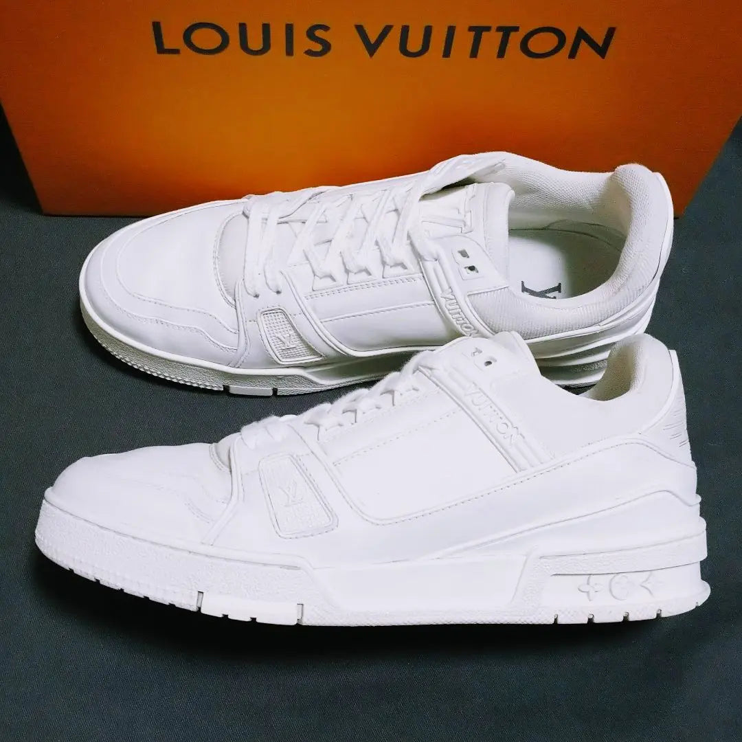 Louis Vuitton Zapatillas LV Trainer Line Todo Blanco 26.0cm | Caja de regalo LV Caja de regalo 26,0 cm