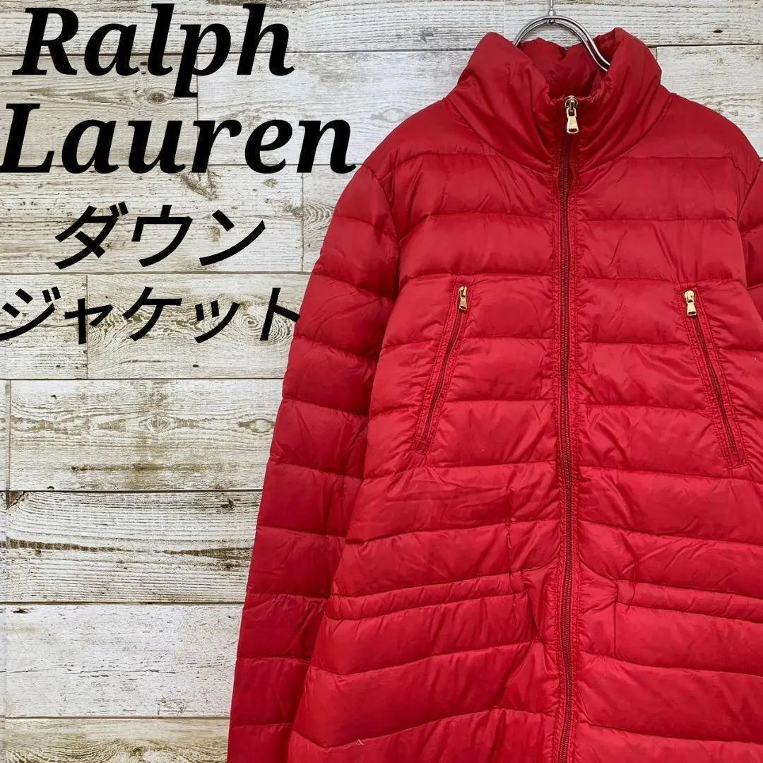 [w223] Chaqueta de plumas vintage de Ralph Lauren de EE. UU., abrigo tipo blusón con cremallera completa, color rojo