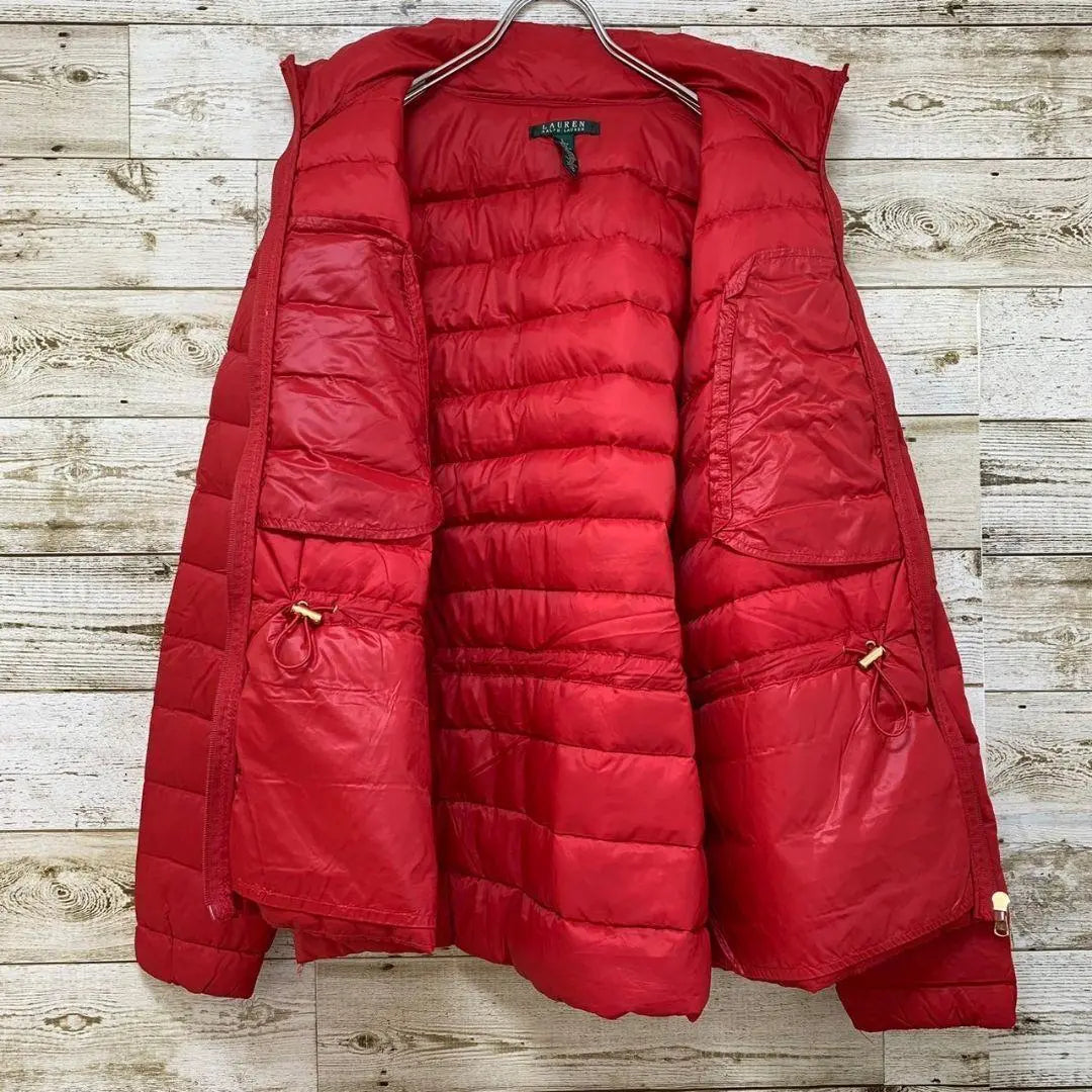 [w223] Chaqueta de plumas vintage de Ralph Lauren de EE. UU., abrigo tipo blusón con cremallera completa, color rojo